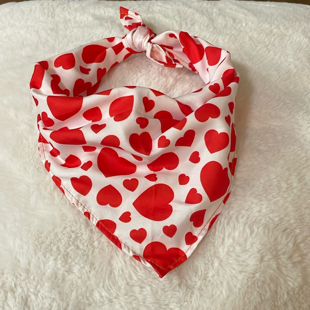 Red Hearts Dog Bandana, Valentine's Day, Tie On Dog Bandana